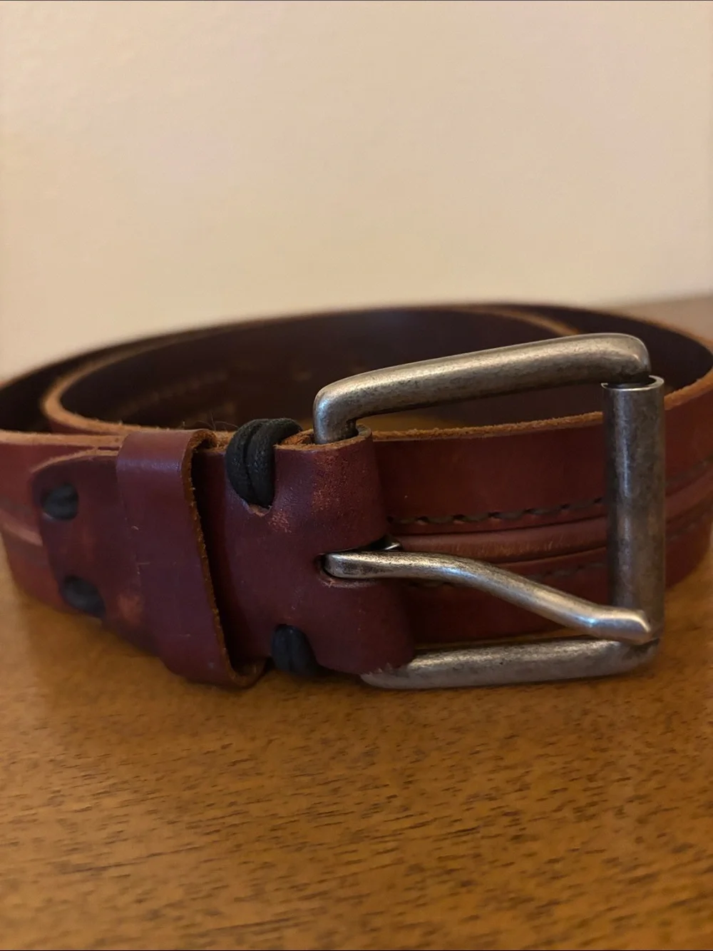 Lucky Brand Rustic Brown 2”detailed Leather Belt with Distressed Metal Buckle 36